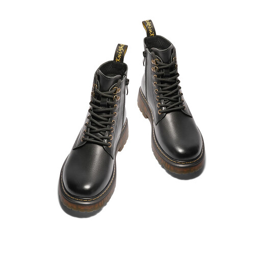 Belle Fashion Fashionable Boots Boots Men's Men's Men Confortable Cow Hide Bottes courtes Bottes d'extérieur Martin A1694DD4 Black-Single Li 41 (255 mm)