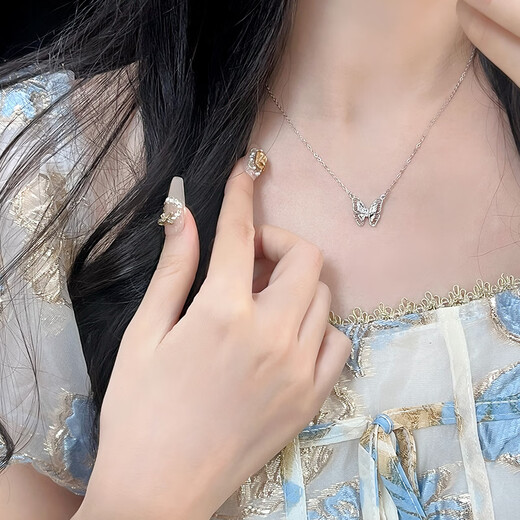 Mengjinyuan Pt950 platinum necklace platinum bow butterfly necklace butterfly wings birthday gift for girlfriend