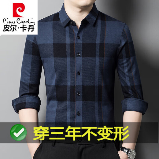 Shirt cachemire à 100% pur de Piercadien Plaid à manches longues pour hommes à manches longues épaissis de cachemire chaud et non ferré