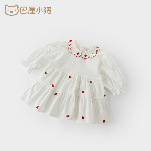 Bali Piggy Jumpsuit Girls Autumn and Winter Children's Cute Sweet Cake Skirt 2024 New Baby Clothes Off-White 80 cm