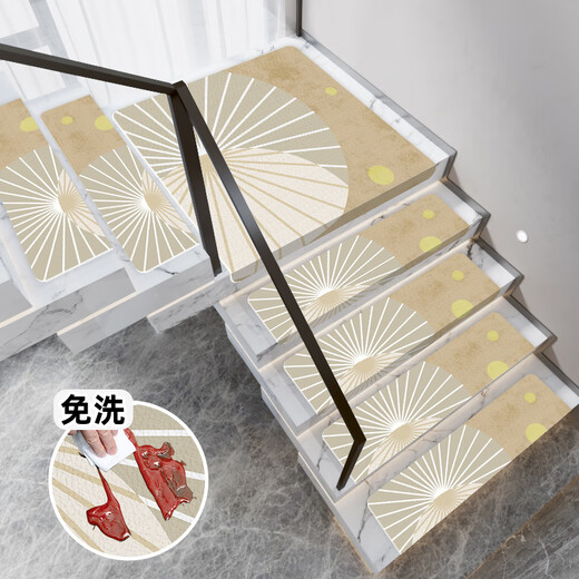 Little brown bear stair step mat self-adhesive stair mat non-slip household floor mat step sticker rotating stair tread pad silicone mat warm sunny self-adhesive bottom wipe clean 60*22+4.5cm side fold