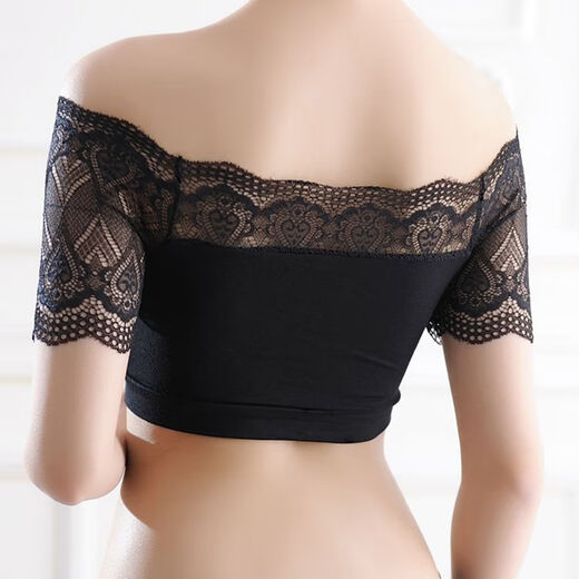 Modal's new summer anti-exposure tube top off-the-shoulder vest, women's lace sexy all-match bra straps and padded underwear, white S, recommended 75-90 Jin Jin equals 0.5 kg