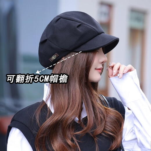 Thousands of charming cloud hat pleated women's autumn and winter new face little British retro casual octagonal hat versatile beret women's winter brown