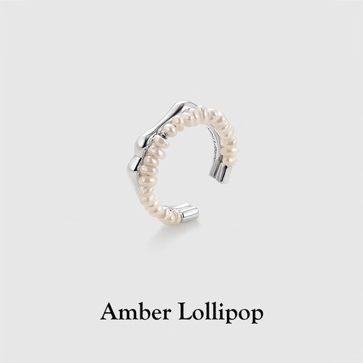 Amber Lollipop Wang Yuwen's same pearl ring for women simple decorative tail ring anniversary birthday gift for girlfriend and wife rice grain pearl (s925 silver gold-plated)