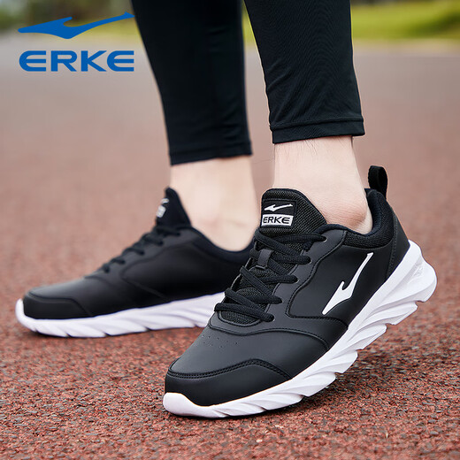 Hongxing Erke Men's Shoes Running Shoes Summer 2025 Nuevos zapatos deportivos de luz negra para hombres de cuero impermeable y transpirable zapatos casuales 3291 negro oro (modelo de malla transpirable) 38 ventas directas de marca