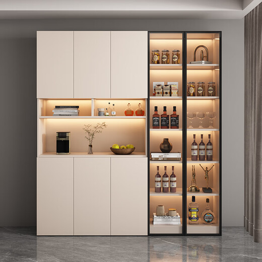 
OPPEIN solid wood side cabinet high cabinet modern simple wall integrated dining storage cabinet living room wine cabinet entrance cabinet can be customized style 12240*40*220 solid wood ecological board