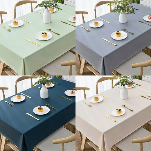 Selected light luxury tablecloth, oil-proof, anti-scalding, no-wash PVCins style 2023 new dining table, gray 138*220cm