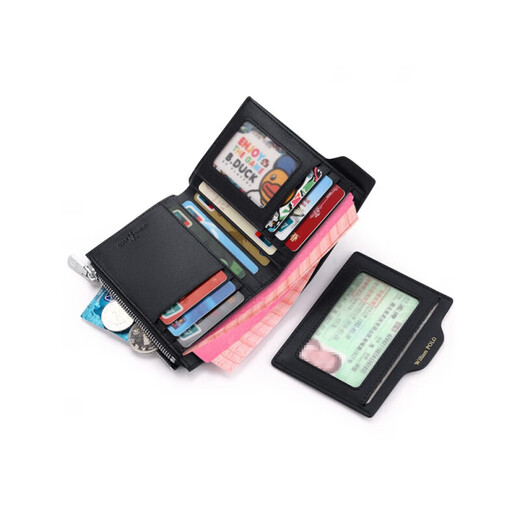 
WILLIAMPOLO card bag men canvas men's ID bag driver's license leather case clip card bag wallet 520 gift New Year gift blue-anti-demagnetized zipper bag driver's license clip
