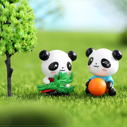Colección de pequeños adornos gigantes de panda, lindos adornos de escritorio de muñecas de panda para compañeros de clase y regalos de cumpleaños para niños, Beibei Panda (un juego de 4 piezas) + caja de regalo + cuerda de luz