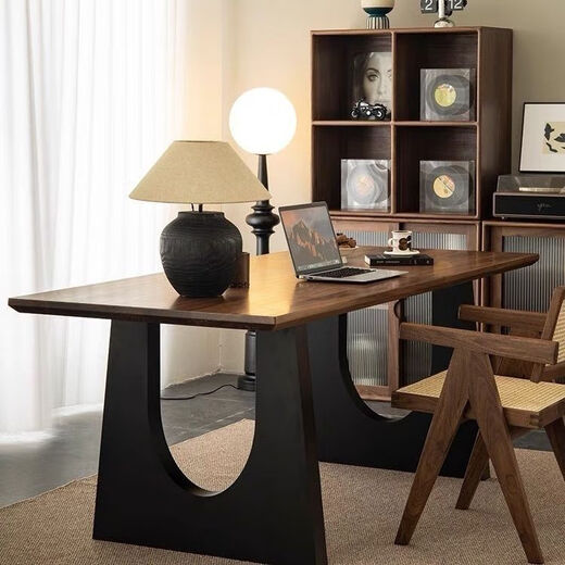 Jinzun solid wood computer desk modern simple rectangular student desk integrated office desk home dining table and chair combination 140*60*75 board thickness 5cm