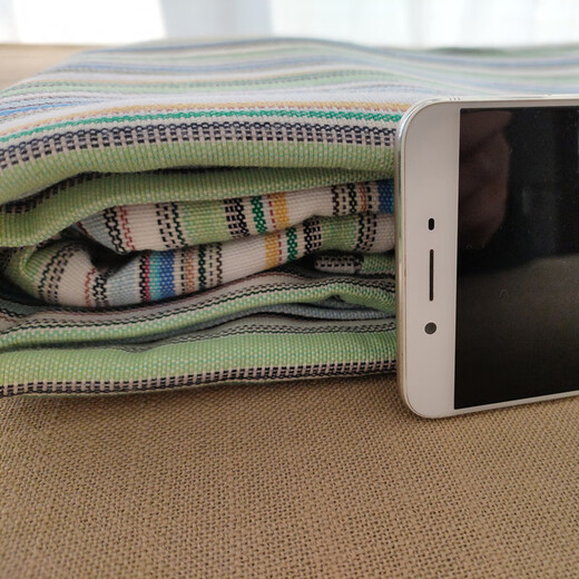 加厚山东纯棉老粗布亚麻棉麻床单单件三件套特厚100全棉老式高端 浅绿细条【凉席+枕套】 1.5m(5英尺)床