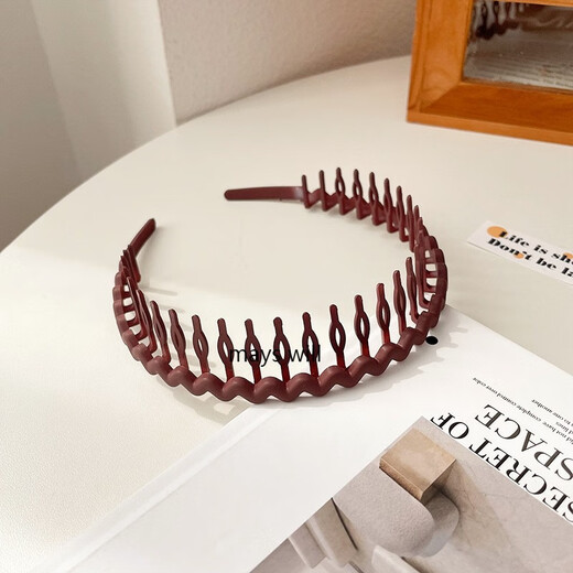 Jack Viney带齿防滑发箍少女橡皮外出头洗脸化妆固定碎发神器压发色 9274H深棕色发箍