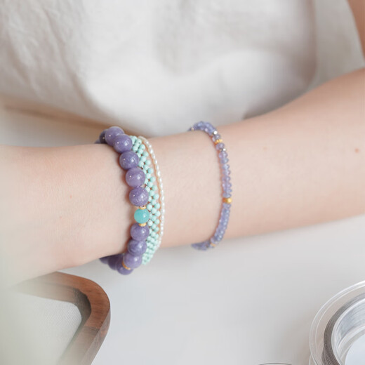Youshu Authentic Natural Xueqing Natural Tanzanite Beaded Bracelet Women's New Chinese Style Niche Amethyst Bracelet Xueqing (about 16.5cm including buckle)