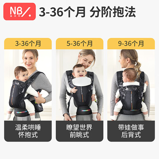 
Newberle baby strap front-heeling 3-36 months old baby dual-purpose for summer breathable and effortless baby-holding artifact [rotating waist, single wear] gray