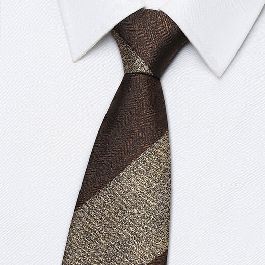 Newfiona men's retro formal wear business tie high-end brown coffee hand-touch wedding groom casual trend college style coffee color wide stripes