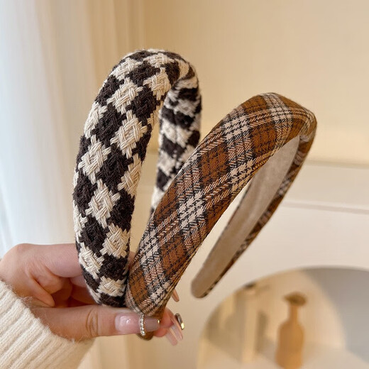 Bo Naling high skull headband Maillard style autumn and winter retro face wash and hair comb hair accessories high-end wide-brimmed Hong Kong style headband Maillard headband 2 pieces