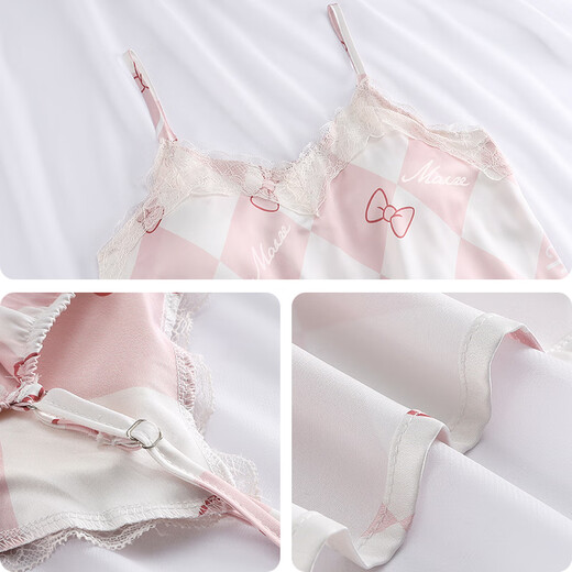 Han Ziduo Süßes und süßes Hosentender Nachthemd Paar Pyjamas für Frauen im Sommer Ice Seiden sexy Brustpolster Sommer Dünne Männer Hauskleidung 3667 Frauen 3879 Männer weiblich L.