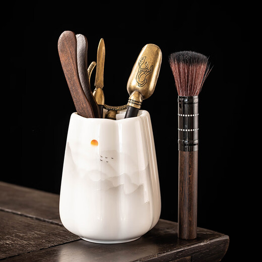 Porcelain brand tea set Jade Porcelain Tea Ceremony Six Gentlemen Household Tea Set Accessories Tea Spoon Tea Clamp Tea Needle Pot Pen Tea Cylinder Set Suet Fat Jade Porcelain <The Rising Sun> Six Gentlemen Tea Ceremony