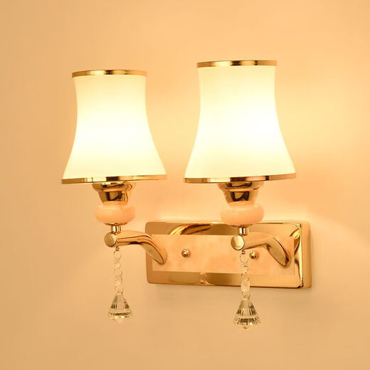 FENGLANQ wall lamp bedside lamp Nordic modern European style simple creative led American bedroom living room aisle staircase wall lamp 045 double head switch at home -.LED