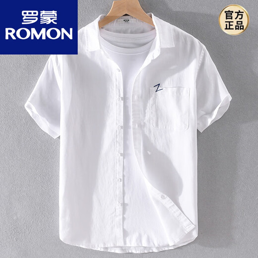 罗蒙（ROMON）男士亚麻翻领短袖t恤宽松翻领上衣服有带领T棉麻料体恤麻布夏装 yunyi-9711黄色 3XL