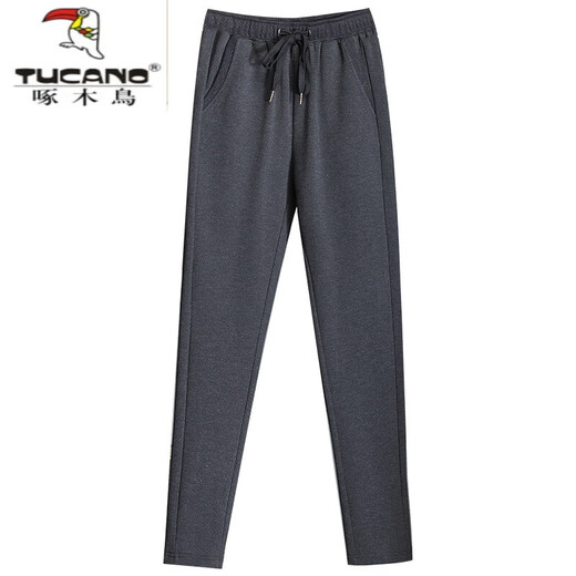 Pic de bois (tucano) Vêtements féminins haut de gamme luxe légers, pantalon de survêtement de grande taille, pantalon sportif décontracté plus en velours, pantalon de coton chaud épaissi, pantalon gris fleur 6625 plus velours xl (adapté à 126-138jin [Jin est égal à 0,5 kg]))