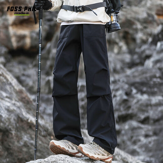 Foss Phil American overalls men's autumn and winter velvet thickened warm straight outdoor paratrooper casual pants 8398R black 2XL