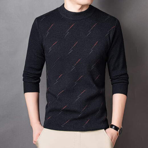 Jinba self-operated official flagship store 2023 autumn and winter new shirt men's knitted long-sleeved T-shirt base layer warm velvet color green 165