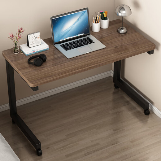 Zhuobo computer table bed table bedside table coffee table movable desk study table BZ15 walnut color 80*40cm