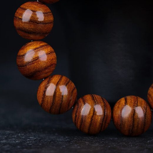 Tanjing Hainan Huanghuali Bracelet Tiger Skin Pattern Men's Bracelet Hainan Huanghuali Old Material Falling Fragrance Dalbergia Wenwan Bracelet Men's Gift 18mm*13 Tiger Skin Pattern Perfect Beads Hainan Huanghuali