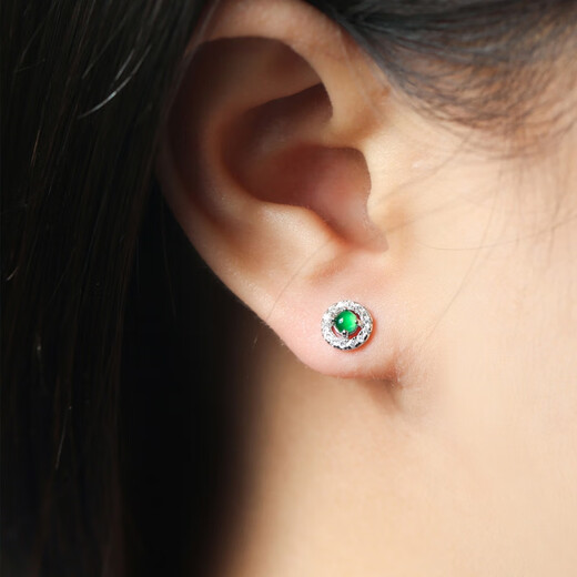 Oriental Jade Exquisite Niche Versatile S925 Silver Inlaid Imperial Green Jade Earrings Stud Earrings for Women Birthday Gifts for Women