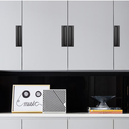 
XMSJ wardrobe door invisible handle, embedded hidden sliding door sliding door cabinet cabinet drawer concealed slotted handle 6623-Mumbling black hole distance 128mm