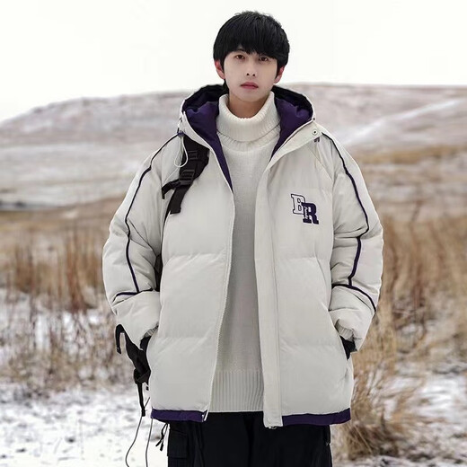 
Kuozhe hooded cotton jacket men's jacket men's spring and autumn and winter thickened cotton jacket men's fashion feather bread velvet jacket cotton jacket men's apricot XL (175) (115-130Jin[Jin equals 0.5 kg])
