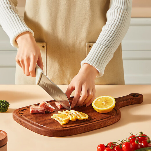 炊大皇乌檀木砧板 卡通梅花猫爪菜板婴儿辅食菜板33.5*19.9*2cm