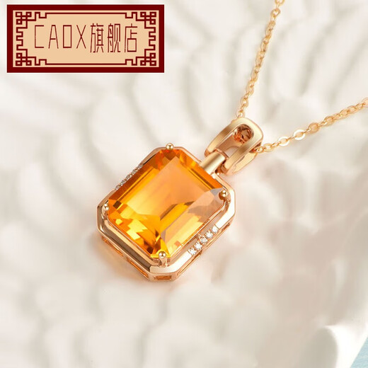 CAOX necklace for women 18K gold pendant light luxury natural crystal inlaid diamond jewelry pendant for girls gift yellow