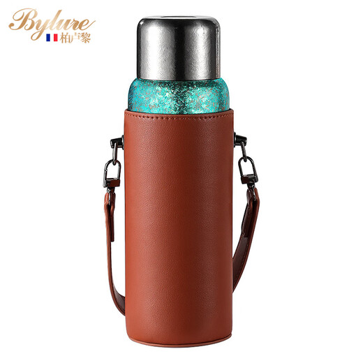 Bylure brand pure titanium thermos cup double-layer car outdoor portable water cup large capacity titanium cup portable high-end stuffy tea cup glacier blue 600ml
