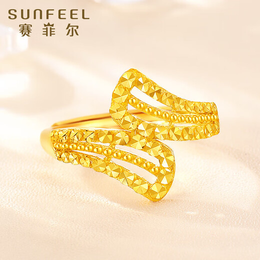 Saphire gold ring for women, 999.9 sparkling imitation diamond ring for your lover, live, about 4.15 grams