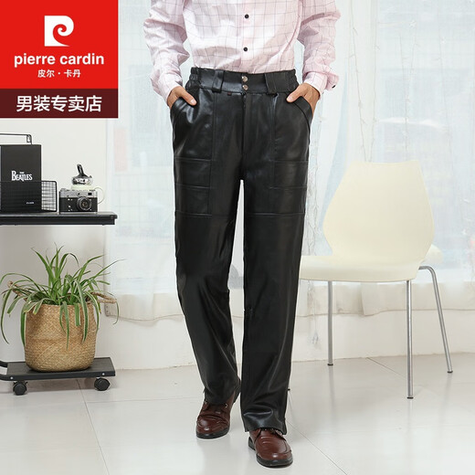 
Pierre cardin Haining genuine leather pants for men's warmth and thick sheepskin pants for riding pants for middle-aged and young people loose motorcycle pants for winter sheepskin style size 32 waist 2 feet 5