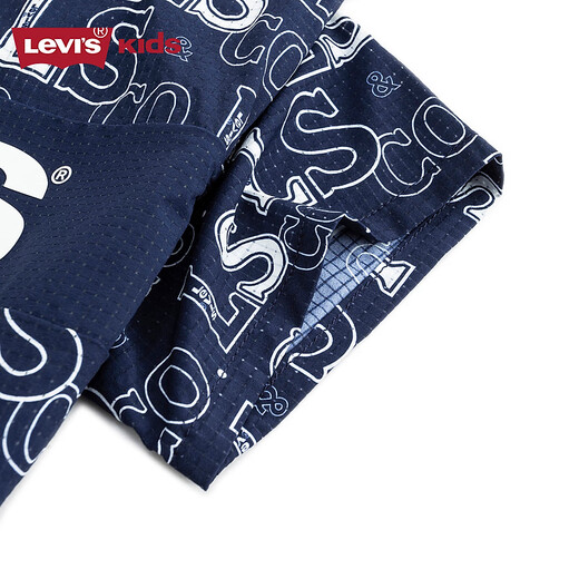 Levi s Levi's children's clothing boys' quick-drying short-sleeved shirt summer new full-print logo children's short T-shirt dark indigo 100/52 recommended height 92-98cm