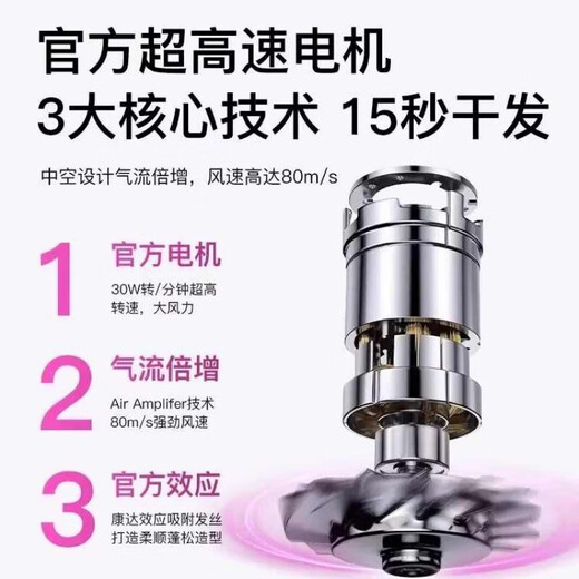 RASW German hair dryer household quiet and gentle negative ion high power does not hurt hair high-speed drying leafless hair dryer hair care dormitory baby pet ladies special portable business trip sunset rose single air nozzle intelligent temperature control new upgrade Chinese Valentine's Day gift for girlfriend and wife