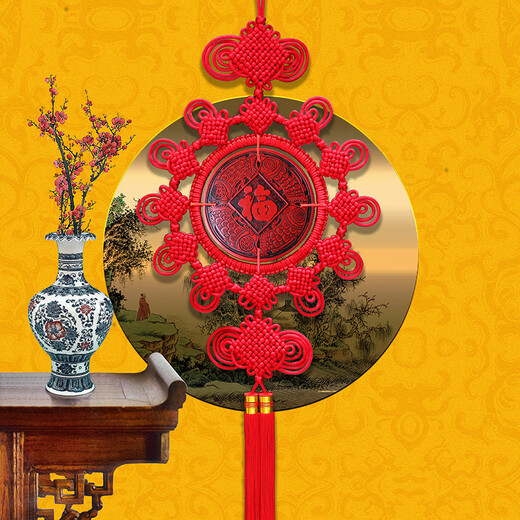 Clcey Cinnabar Lacquer sculpture chinois nœud grand dragon et phénix cinq bénédictions de salon entrée chambre à coucher