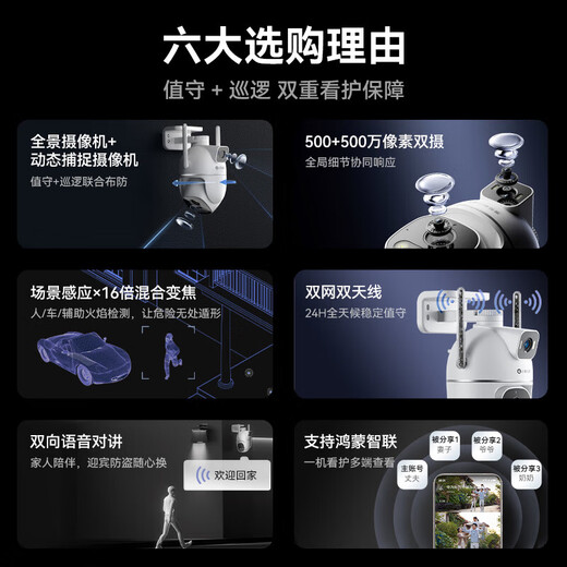 
Huawei Smart Selection Hongmeng Smart Selection Xiaotong Dangjia Outdoor Camera T5 3K Dual Camera 10M Ultra HD Home Indoor Outdoor Monitor 360 Degree No Dead Angle With Night Vision Camera