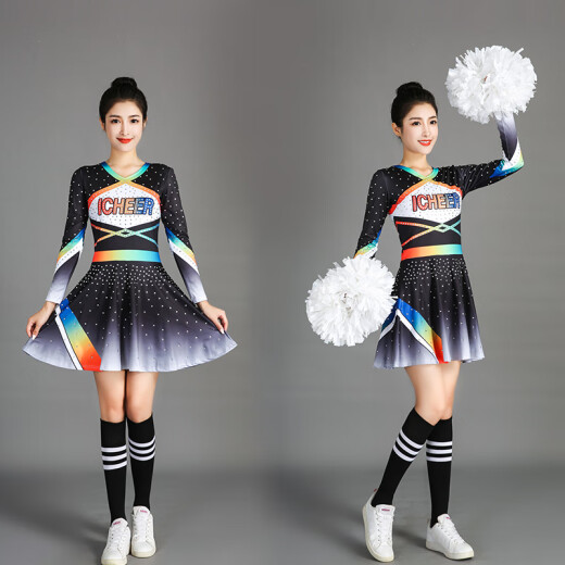 逅枫新款健美操啦啦操表演服装演出服健美赛服中小学啦啦操服 6913#女 XL