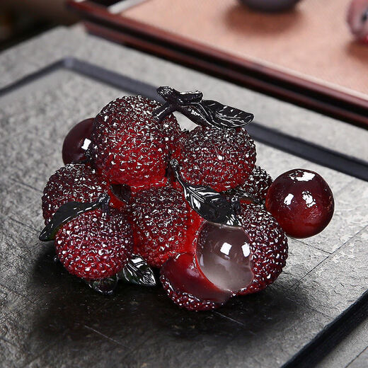 Color-changing lychee tea pet ornaments, high-end boutique, can raise a big lucky big lychee, tea play tea table, tea set accessories, creative decoration, big orange and big lychee-color-changing tea pet (with chassis)