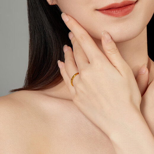 Laomiao gold ring, solid gold ring, couple ring engraving, DIY custom engagement and proposal, Valentine's Day gift for girlfriend, women's ring, 13 rings (gift box), about 2.5g (including labor costs)