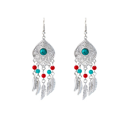 Lemiao (Lemiao) Europäische und amerikanische böhmische ethnische Ohrringe und Ohrringe für Frauen Miao Silver Tropical Quaste Ohrringe Ethnic Travel Jewelry H1278 Farbe