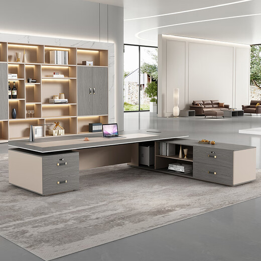 Boss desk office desk and chair combination simple modern office manager desk supervisor desk president executive desk single table 2.2 meters boss table + boss chair