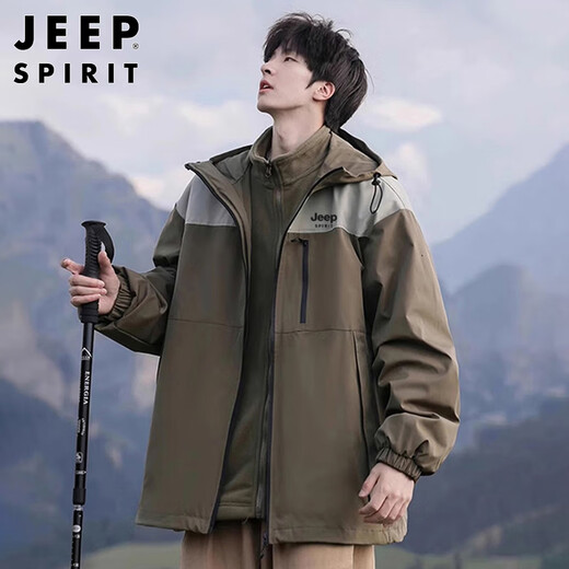 JEEP SPIRIT Jeep three-in-one jacket men's autumn and winter coat men's jacket workwear casual plus velvet polar fleece men's clothing
