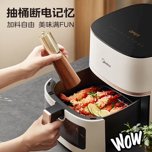 Midea air fryer fully automatic no-turn household large-capacity frying basket with visual window steam tender roasting no need to turn air fryer all-in-one fryer homemade millet rice crispy rice crisper intelligent electronic panel + visual window 5L KZC5089