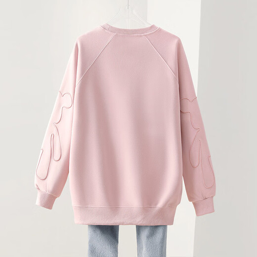 Sibaishe loose sweatshirt 2025 autumn new women's letter embroidered bear pullover round neck top