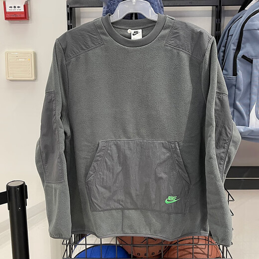 耐克卫衣外套男装 冬季新款摇粒绒运动服保暖休闲圆领套头衫上衣 DD4855-068/灰色/内里加绒 L /建议130-150斤